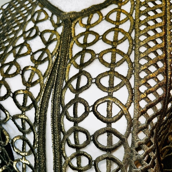 CHICOS Travelers Antiqued Gold Foldable “Lace” Jacket Coat! So UNIQUE! Chico’s 3 - Picture 8 of 13